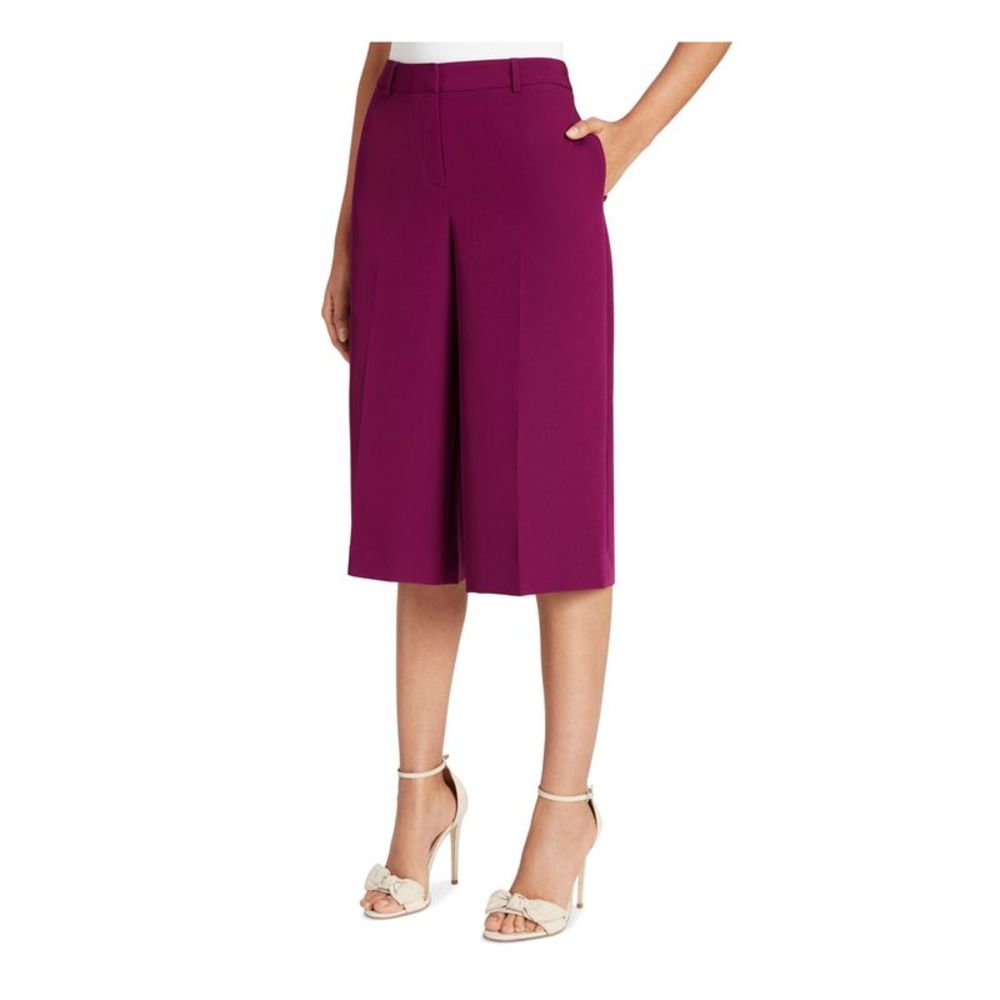 TAHARI Womens Purple Zippered Pocketed Wear To Work Pants 12